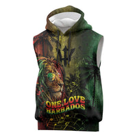 One Love Barbados Sleeveless Hoodie Rastafarian Lion Reggae Grunge Style