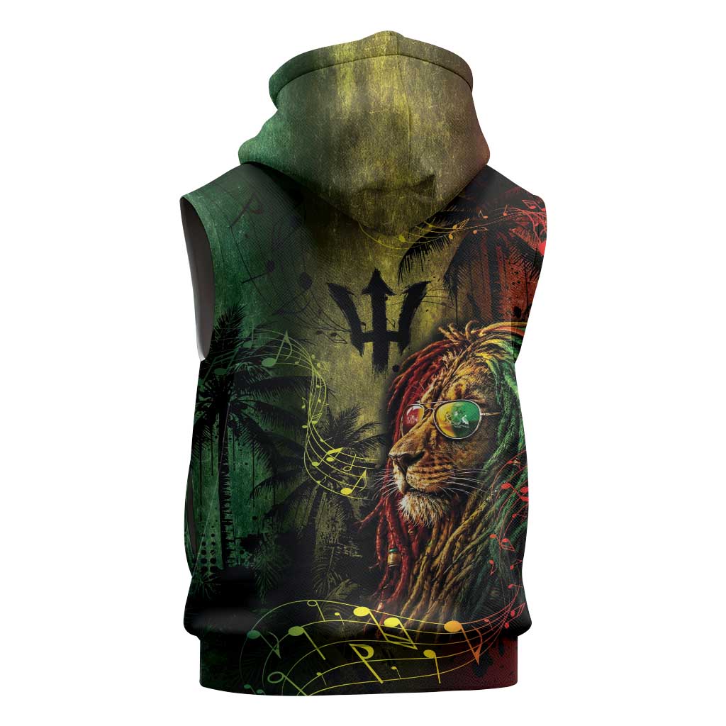 One Love Barbados Sleeveless Hoodie Rastafarian Lion Reggae Grunge Style