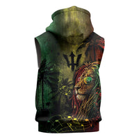 One Love Barbados Sleeveless Hoodie Rastafarian Lion Reggae Grunge Style