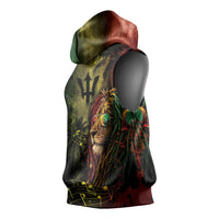 One Love Barbados Sleeveless Hoodie Rastafarian Lion Reggae Grunge Style
