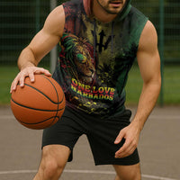 One Love Barbados Sleeveless Hoodie Rastafarian Lion Reggae Grunge Style