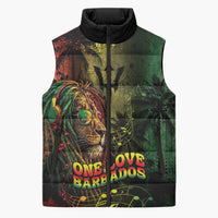 One Love Barbados Sleeveless Puffer Jacket Rastafarian Lion Reggae Grunge Style
