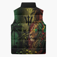 One Love Barbados Sleeveless Puffer Jacket Rastafarian Lion Reggae Grunge Style