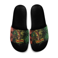 One Love Barbados Slide Sandals Rastafarian Lion Reggae Grunge Style