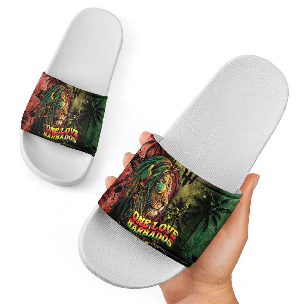 One Love Barbados Slide Sandals Rastafarian Lion Reggae Grunge Style