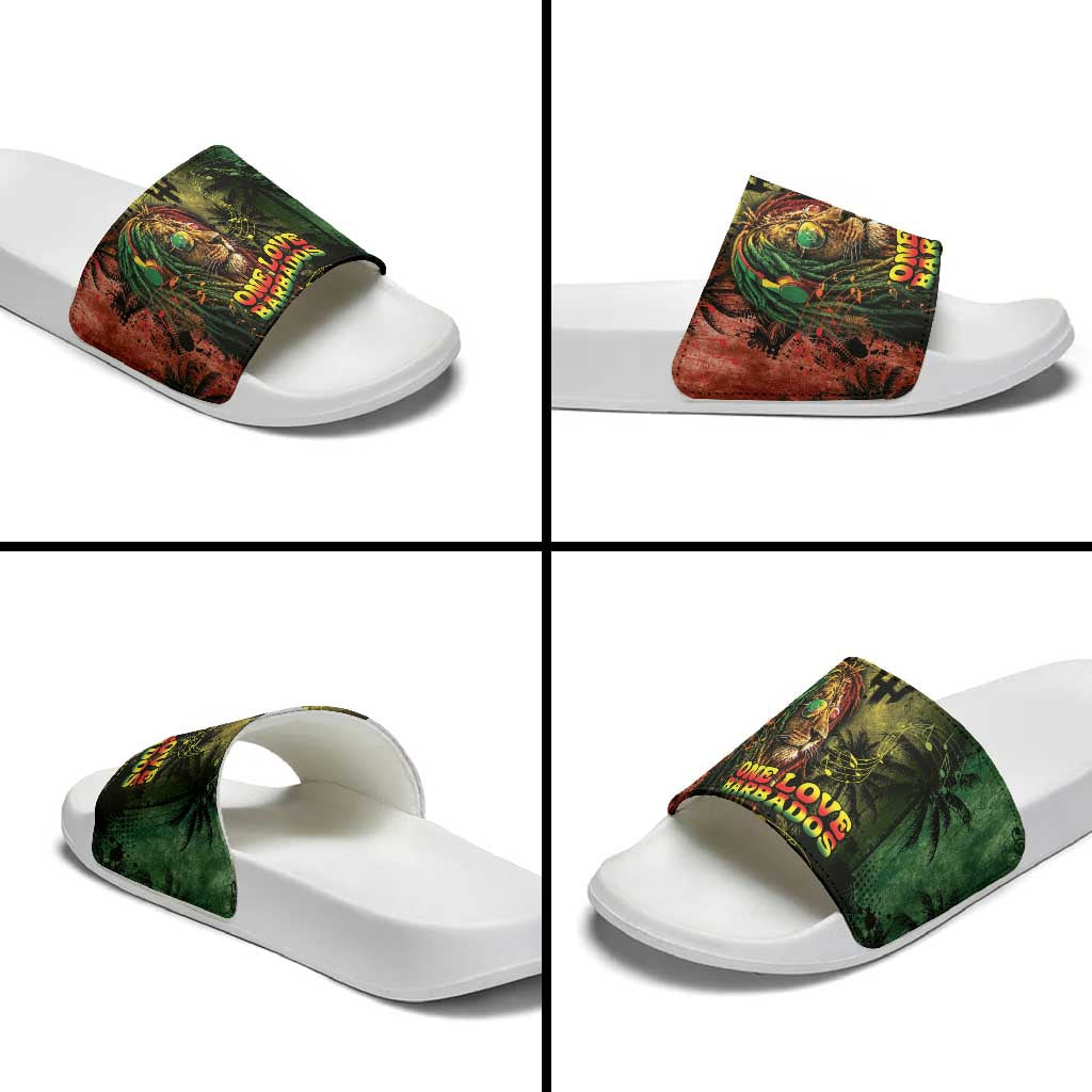 One Love Barbados Slide Sandals Rastafarian Lion Reggae Grunge Style