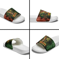 One Love Barbados Slide Sandals Rastafarian Lion Reggae Grunge Style
