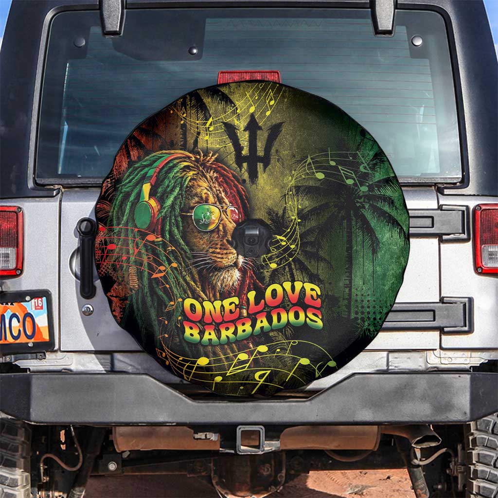 One Love Barbados Spare Tire Cover Rastafarian Lion Reggae Grunge Style