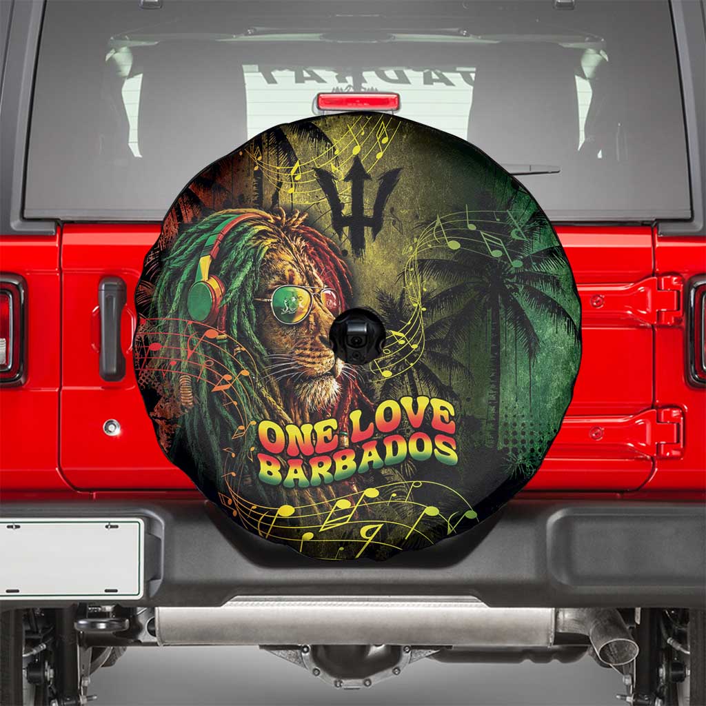 One Love Barbados Spare Tire Cover Rastafarian Lion Reggae Grunge Style