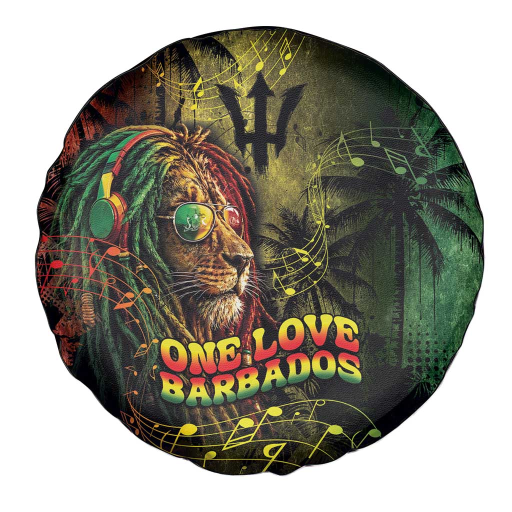 One Love Barbados Spare Tire Cover Rastafarian Lion Reggae Grunge Style