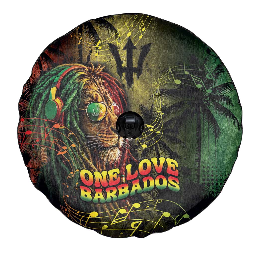 One Love Barbados Spare Tire Cover Rastafarian Lion Reggae Grunge Style