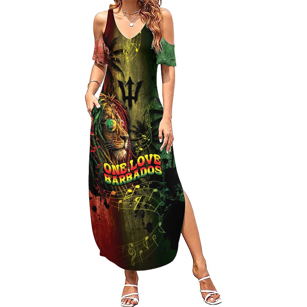 One Love Barbados Summer Maxi Dress Rastafarian Lion Reggae Grunge Style
