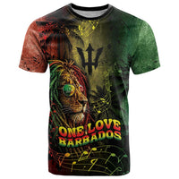 One Love Barbados T Shirt Rastafarian Lion Reggae Grunge Style
