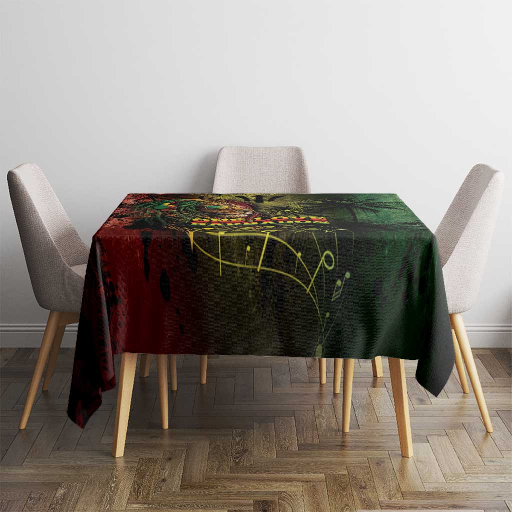One Love Barbados Tablecloth Rastafarian Lion Reggae Grunge Style