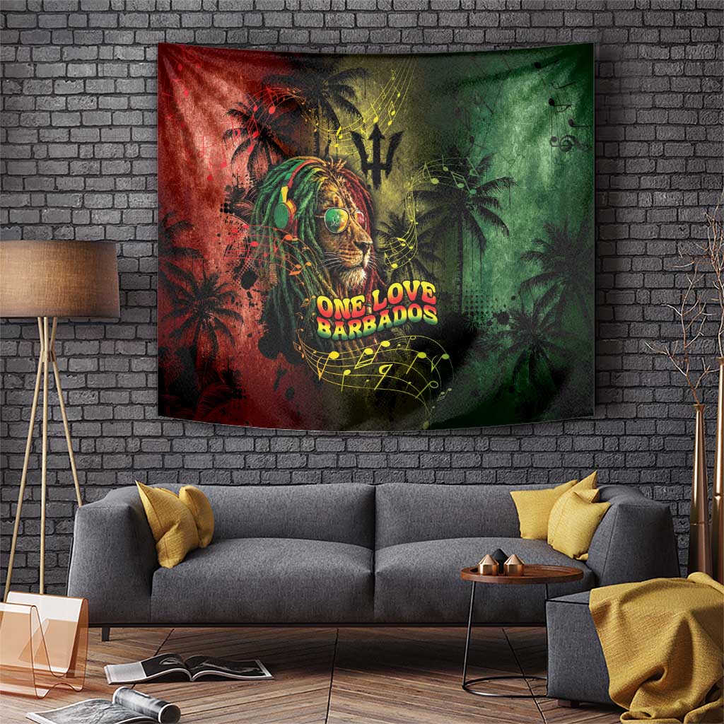 One Love Barbados Tapestry Rastafarian Lion Reggae Grunge Style