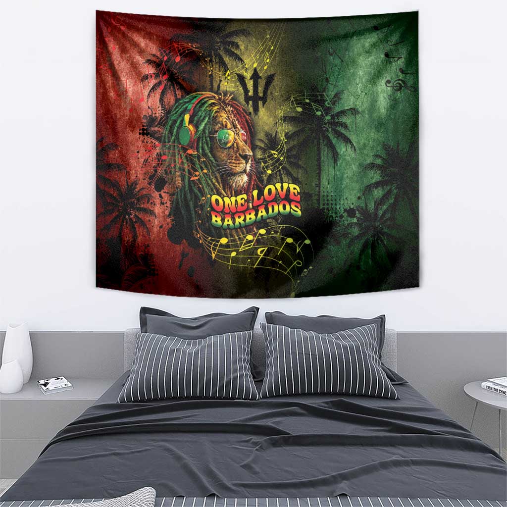 One Love Barbados Tapestry Rastafarian Lion Reggae Grunge Style