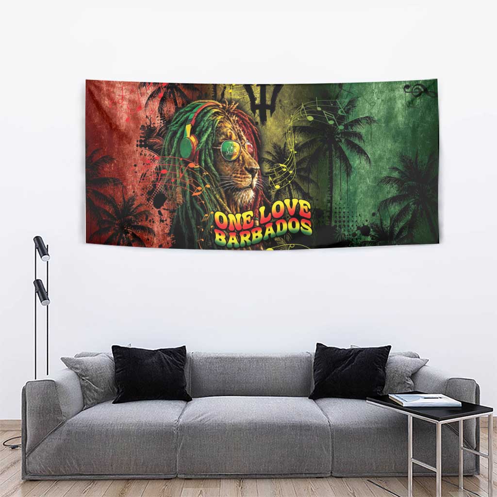 One Love Barbados Tapestry Rastafarian Lion Reggae Grunge Style