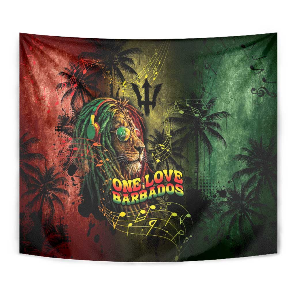 One Love Barbados Tapestry Rastafarian Lion Reggae Grunge Style