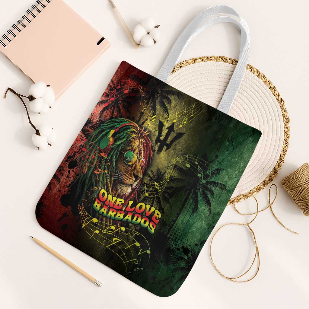 One Love Barbados Tote Bag Rastafarian Lion Reggae Grunge Style