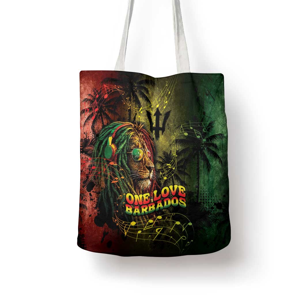 One Love Barbados Tote Bag Rastafarian Lion Reggae Grunge Style