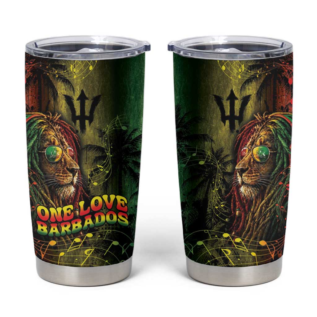 One Love Barbados Tumbler Cup Rastafarian Lion Reggae Grunge Style