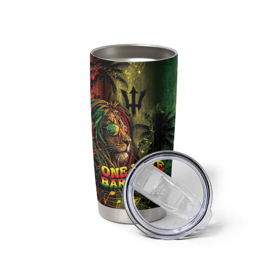 One Love Barbados Tumbler Cup Rastafarian Lion Reggae Grunge Style