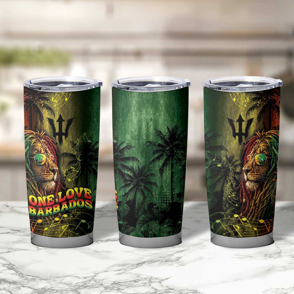 One Love Barbados Tumbler Cup Rastafarian Lion Reggae Grunge Style