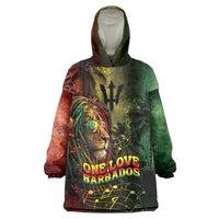 One Love Barbados Wearable Blanket Hoodie Rastafarian Lion Reggae Grunge Style