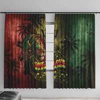 One Love Barbados Window Curtain Rastafarian Lion Reggae Grunge Style