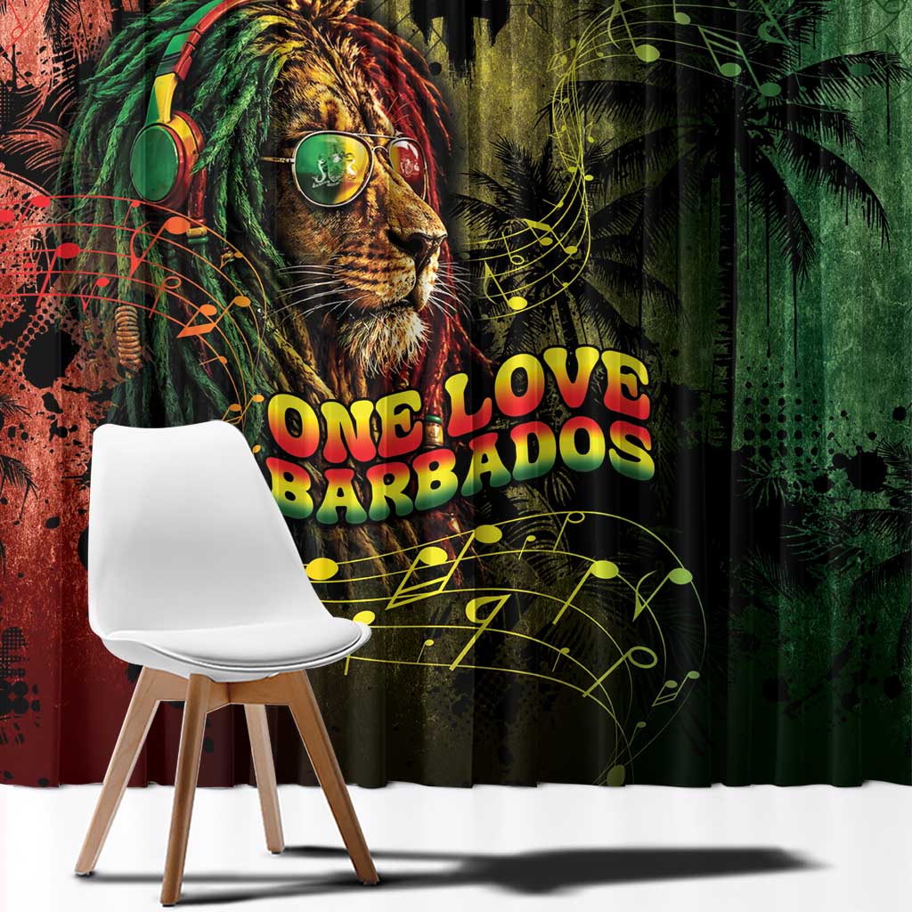 One Love Barbados Window Curtain Rastafarian Lion Reggae Grunge Style
