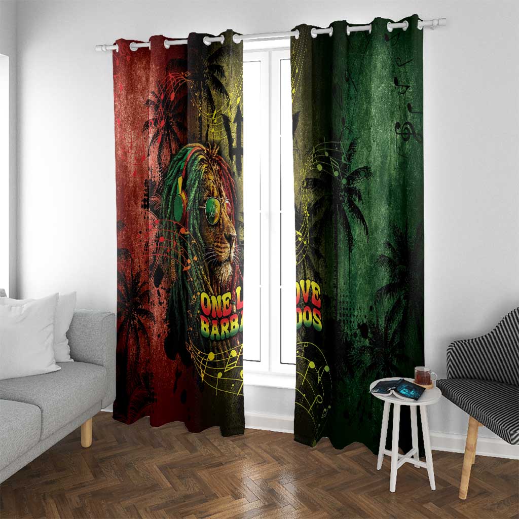 One Love Barbados Window Curtain Rastafarian Lion Reggae Grunge Style
