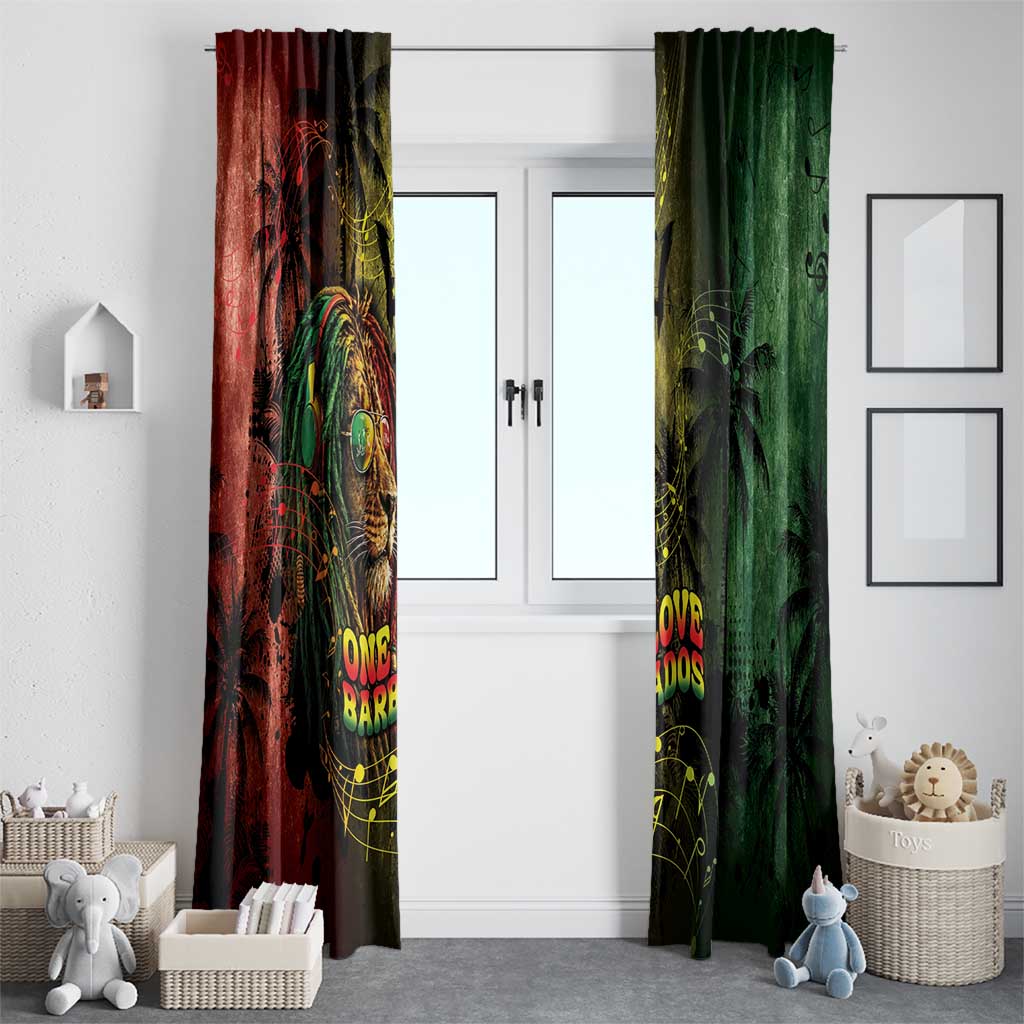 One Love Barbados Window Curtain Rastafarian Lion Reggae Grunge Style