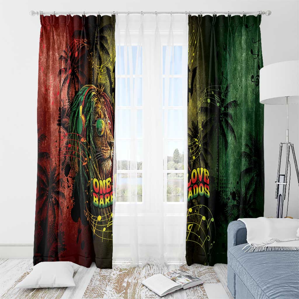 One Love Barbados Window Curtain Rastafarian Lion Reggae Grunge Style