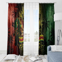 One Love Barbados Window Curtain Rastafarian Lion Reggae Grunge Style