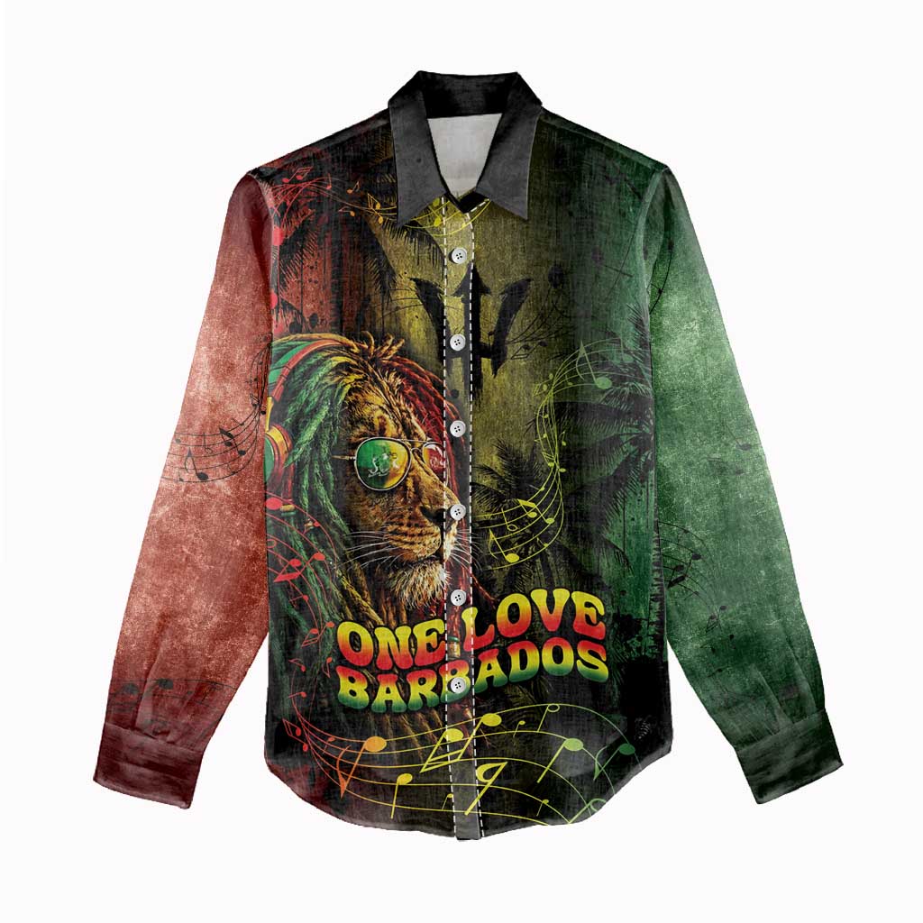 One Love Barbados Women Casual Shirt Rastafarian Lion Reggae Grunge Style