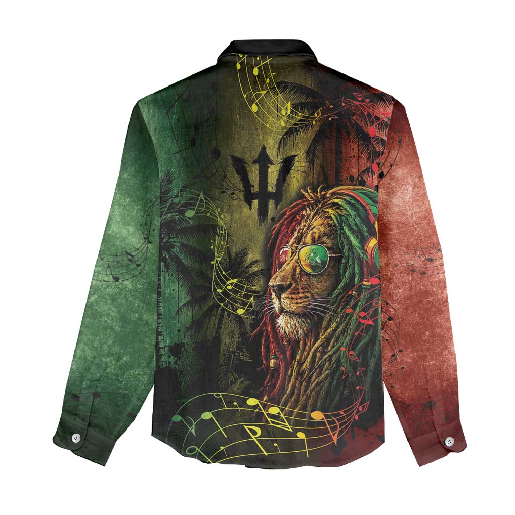One Love Barbados Women Casual Shirt Rastafarian Lion Reggae Grunge Style