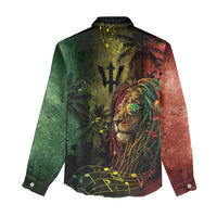 One Love Barbados Women Casual Shirt Rastafarian Lion Reggae Grunge Style