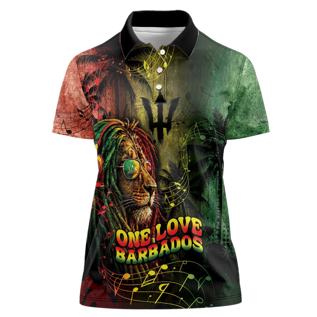 One Love Barbados Women Polo Shirt Rastafarian Lion Reggae Grunge Style