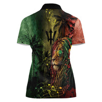 One Love Barbados Women Polo Shirt Rastafarian Lion Reggae Grunge Style