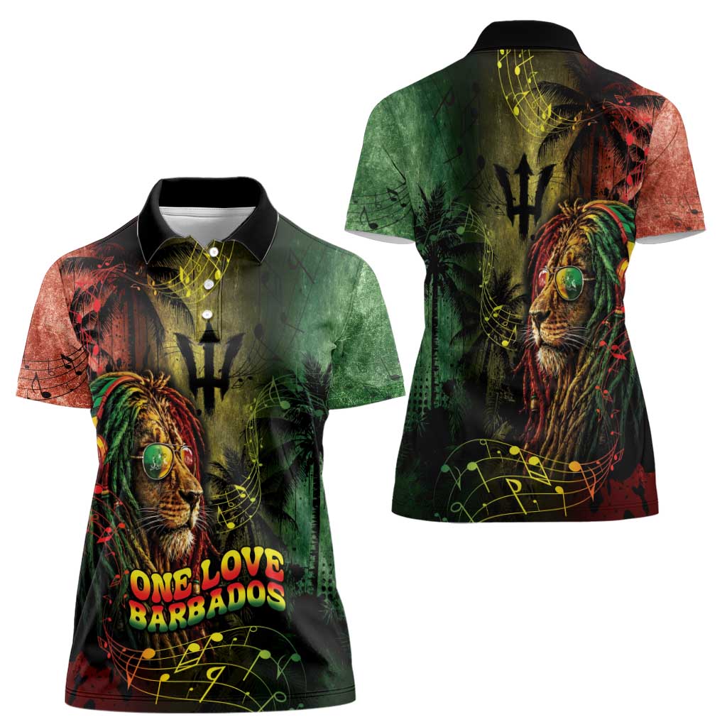 One Love Barbados Women Polo Shirt Rastafarian Lion Reggae Grunge Style