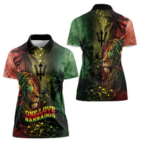 One Love Barbados Women Polo Shirt Rastafarian Lion Reggae Grunge Style