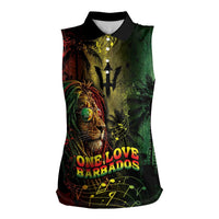 One Love Barbados Women Sleeveless Polo Shirt Rastafarian Lion Reggae Grunge Style