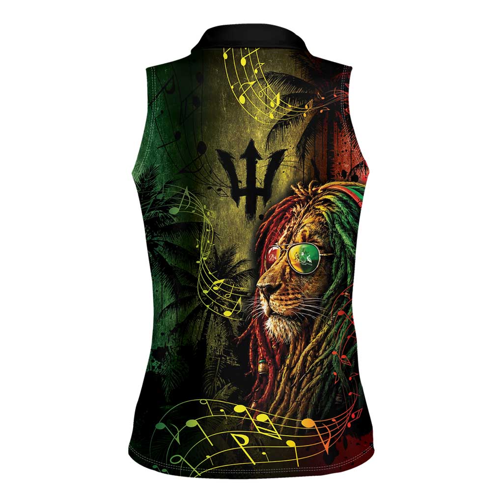 One Love Barbados Women Sleeveless Polo Shirt Rastafarian Lion Reggae Grunge Style