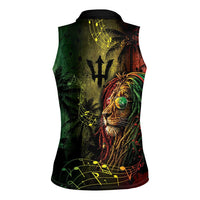 One Love Barbados Women Sleeveless Polo Shirt Rastafarian Lion Reggae Grunge Style