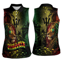 One Love Barbados Women Sleeveless Polo Shirt Rastafarian Lion Reggae Grunge Style