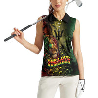 One Love Barbados Women Sleeveless Polo Shirt Rastafarian Lion Reggae Grunge Style