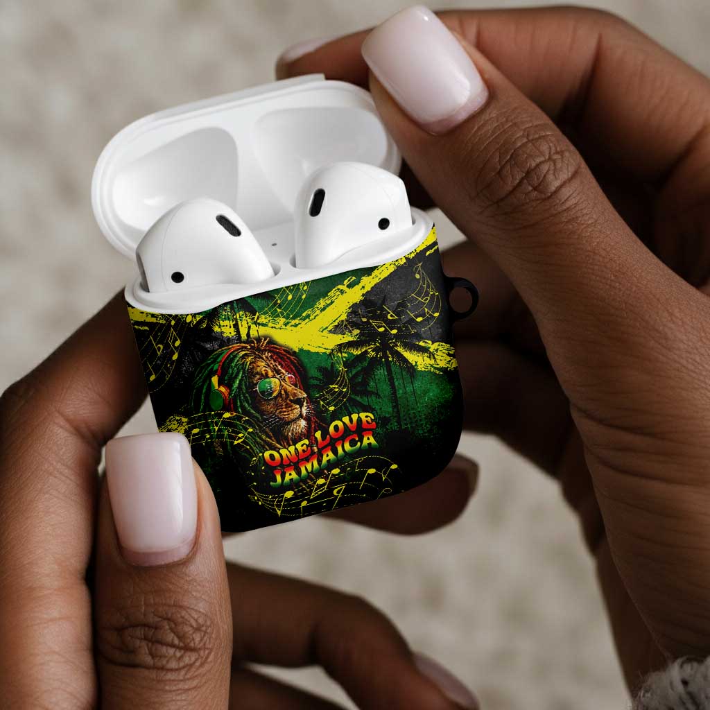One Love Jamaica AirPods Case Rastafarian Lion Reggae Grunge Style