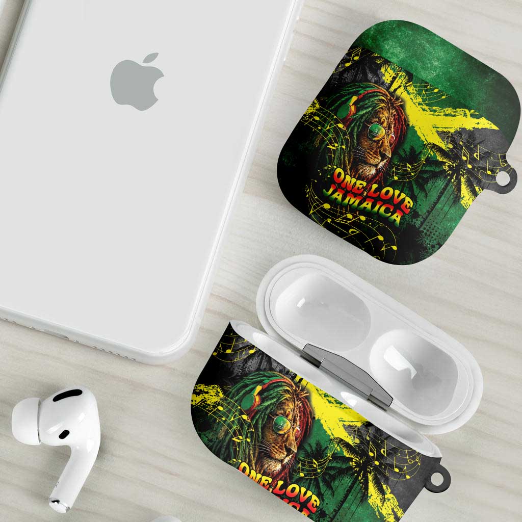 One Love Jamaica AirPods Case Rastafarian Lion Reggae Grunge Style