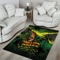 One Love Jamaica Area Rug Rastafarian Lion Reggae Grunge Style