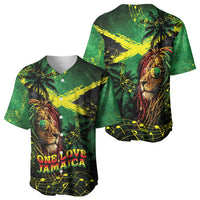One Love Jamaica Baseball Jersey Rastafarian Lion Reggae Grunge Style